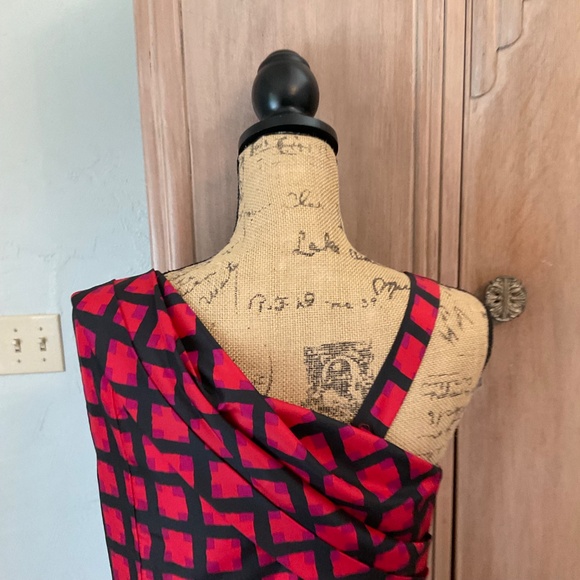 π₯ Y2K Marc by Marc Jacobsβ100% Silk Sash Red Check Cocktail Dress Size 10 - Picture 7 of 12